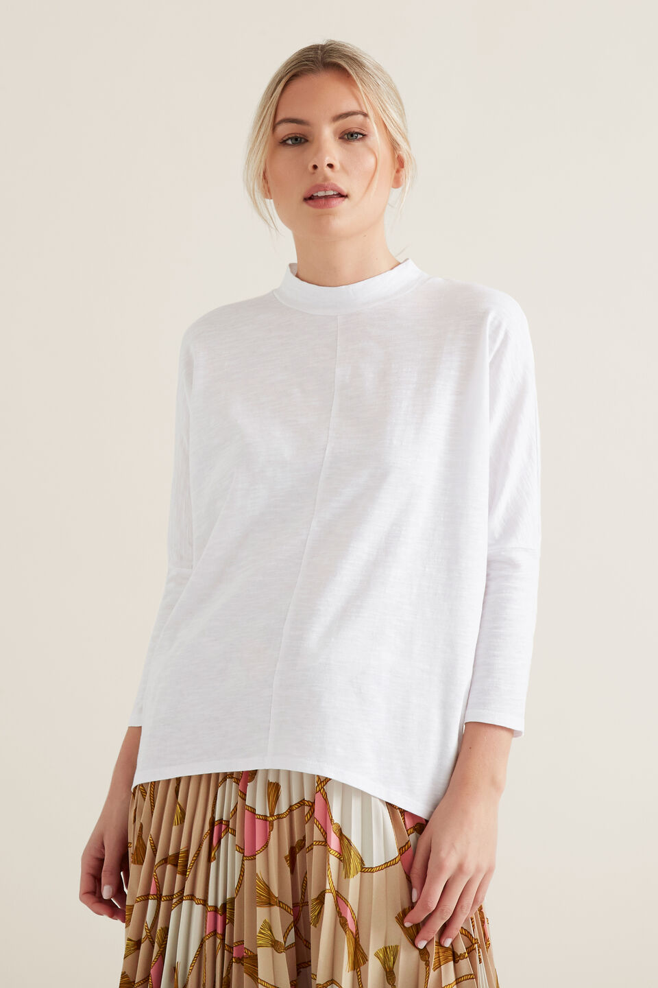 Mock Neck Slub Top  