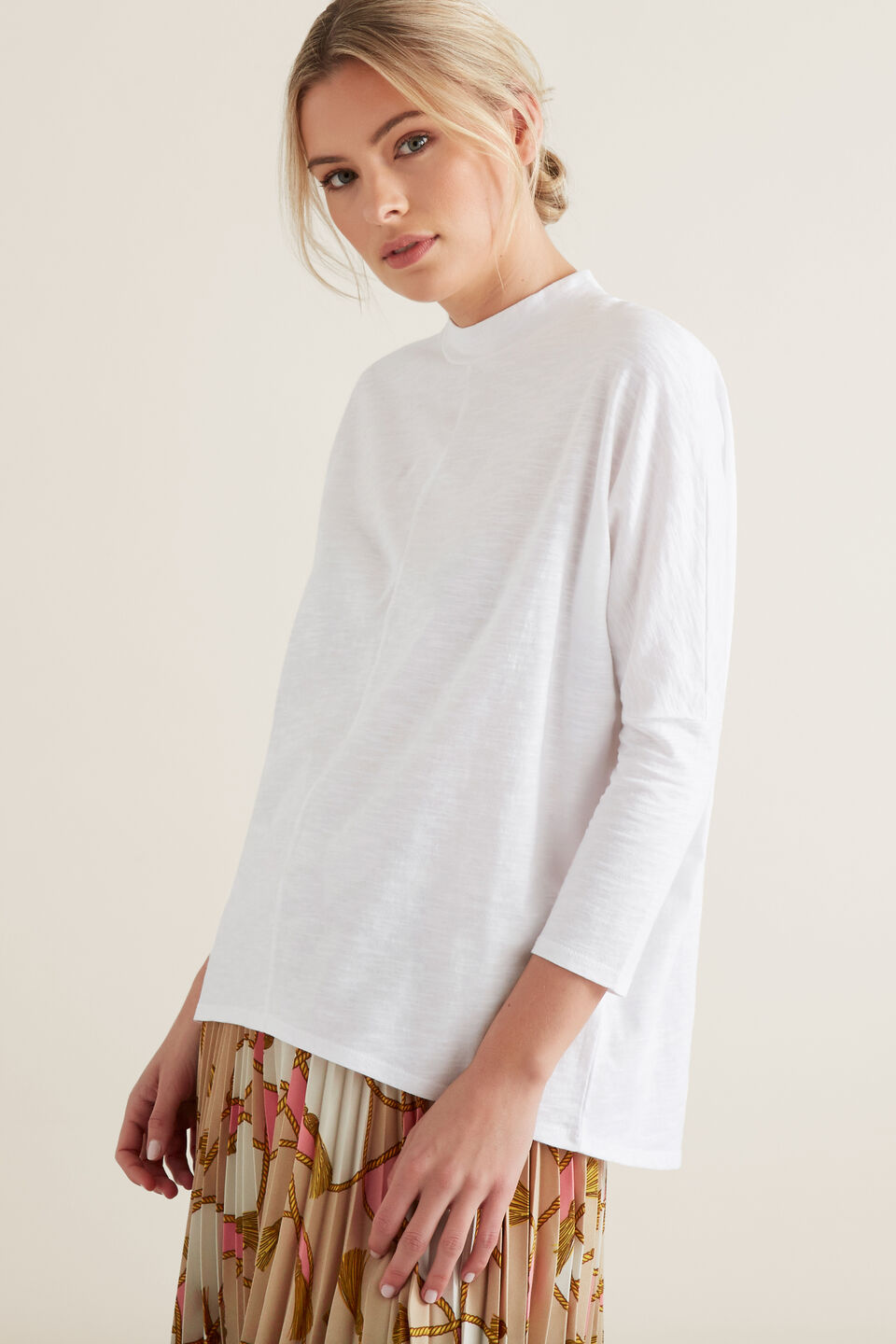 Mock Neck Slub Top  
