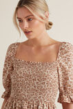 Shirred Animal Print Dress    hi-res