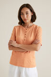 Henley Linen Stripe Top    hi-res