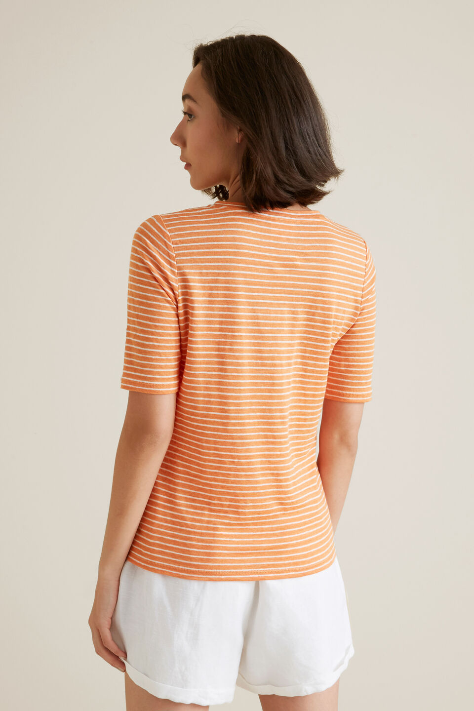 Henley Linen Stripe Top  