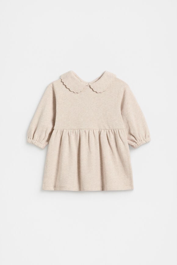 Scallop Collar Dress  Oat Marle  hi-res