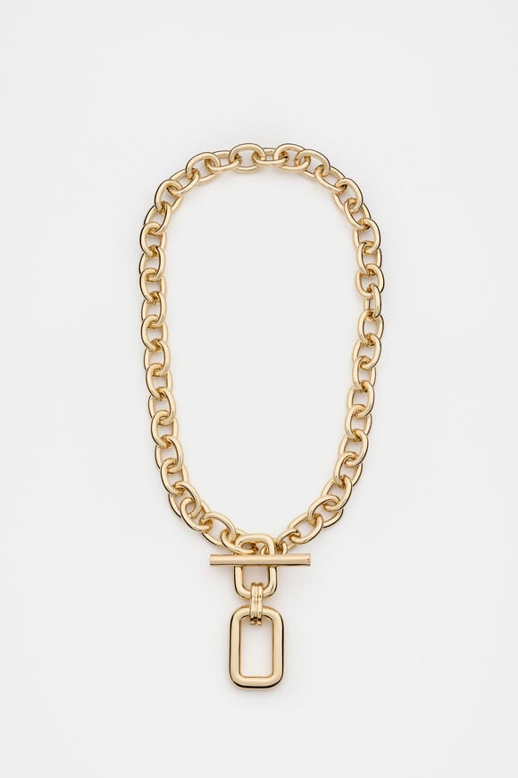 Rounded Pendant Necklace  Gold  hi-res