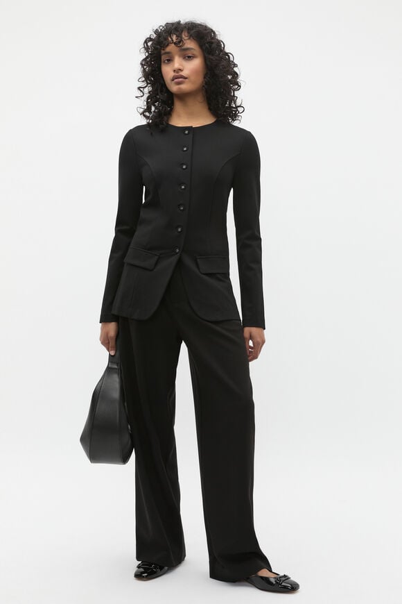 Ponte Long Sleeve Top  Black  hi-res