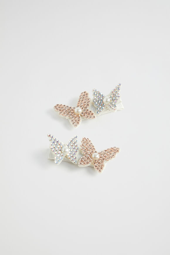 Butterfly Diamante Duck Clip Duo  Multi  hi-res