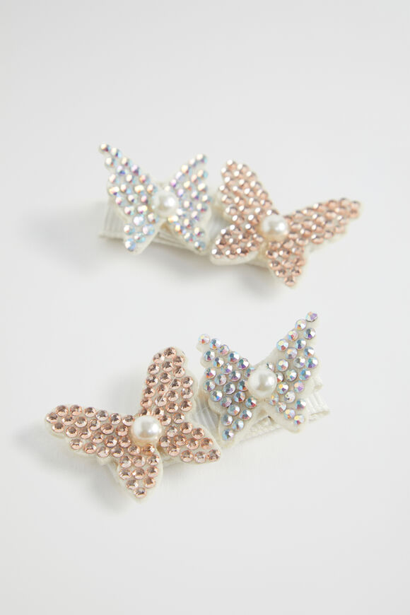 Butterfly Diamante Duck Clip Duo  Multi  hi-res