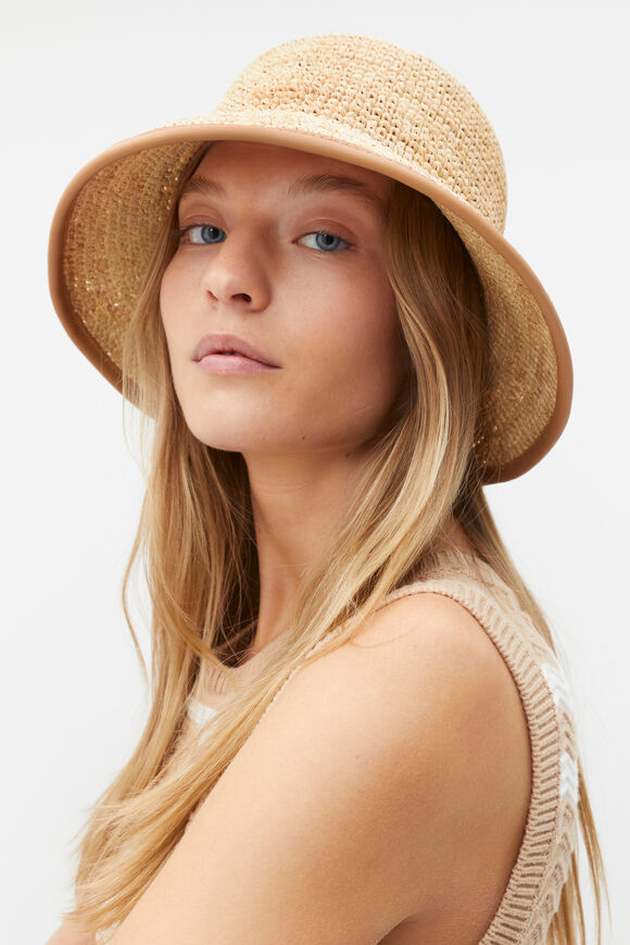 Logo Detail Woven Bucket Hat  Caramel  hi-res