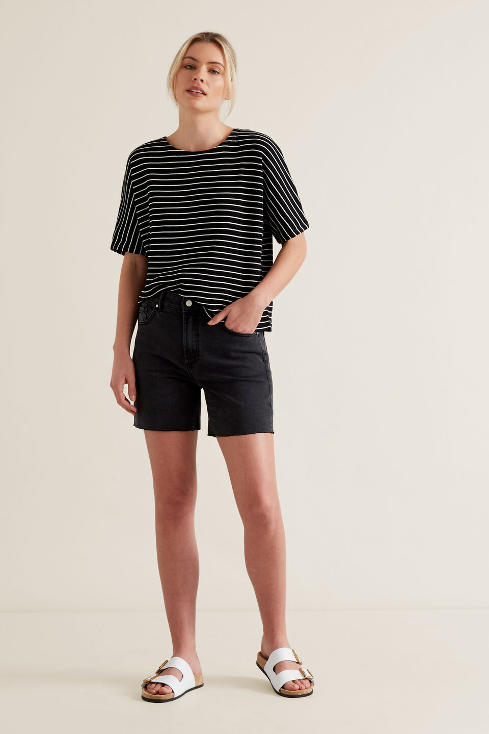 Frayed Denim Short  