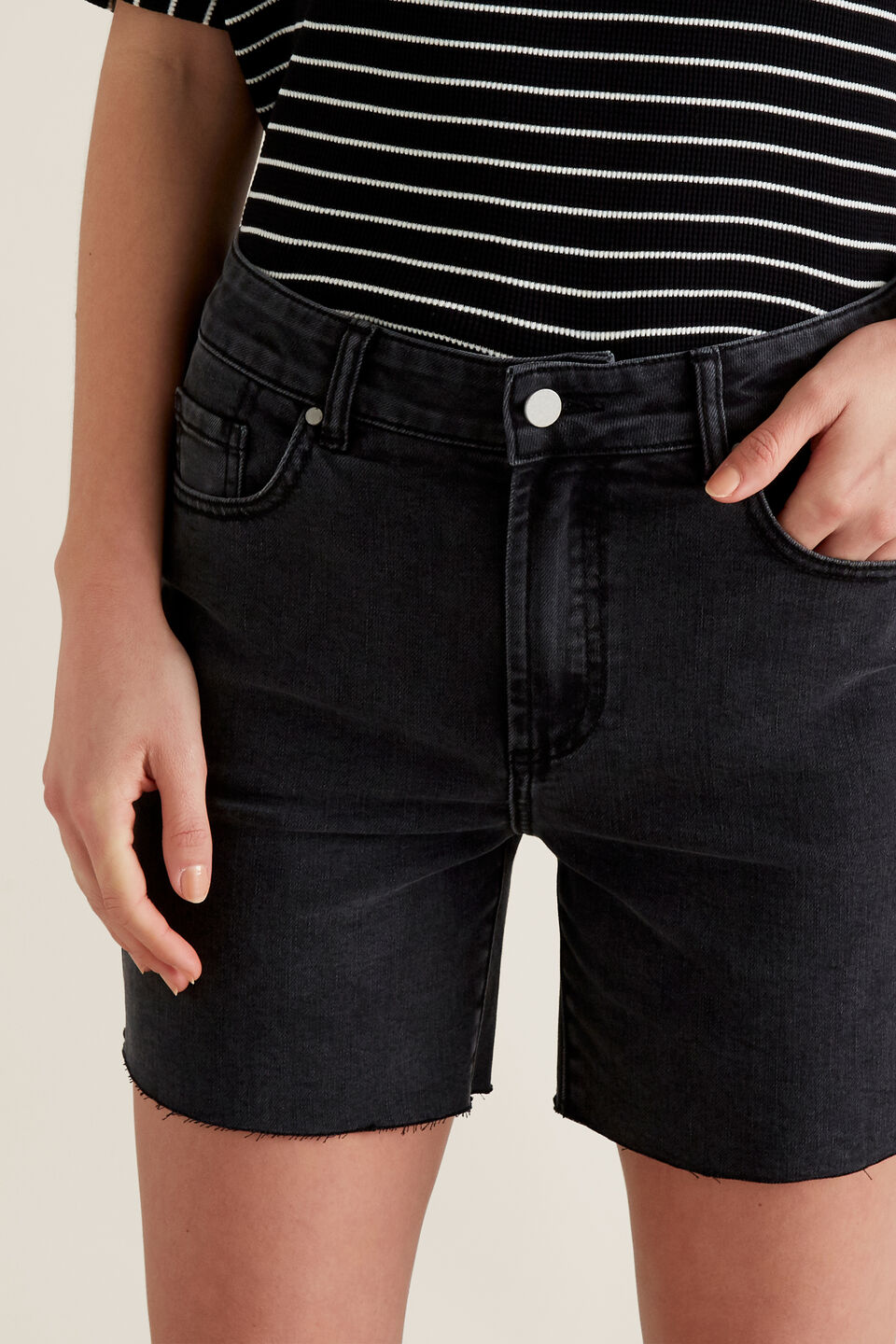Frayed Denim Short  