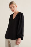 Gathered V Neck Blouse    hi-res