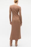 Pleated V Neck Knit Dress  Amaretto  hi-res