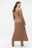 Pleated V Neck Knit Dress  Amaretto  hi-res