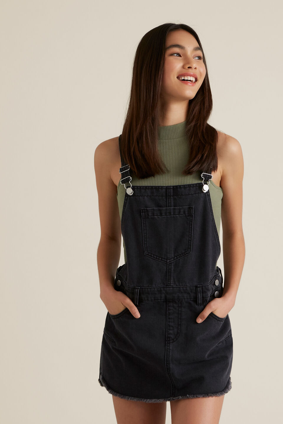 Distressed Denim Pinafore  