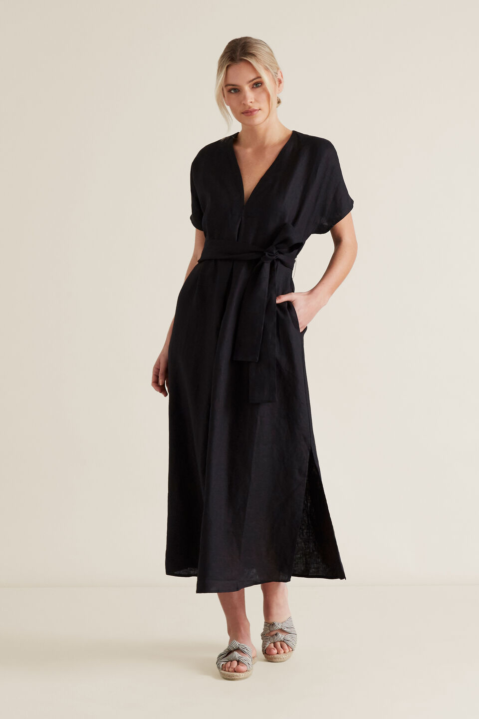 Linen Tie Up Dress  