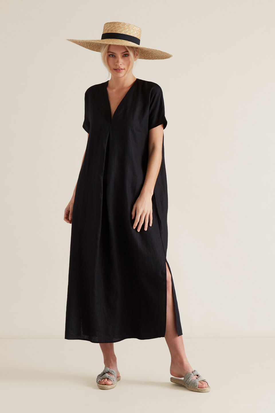 Linen Tie Up Dress  