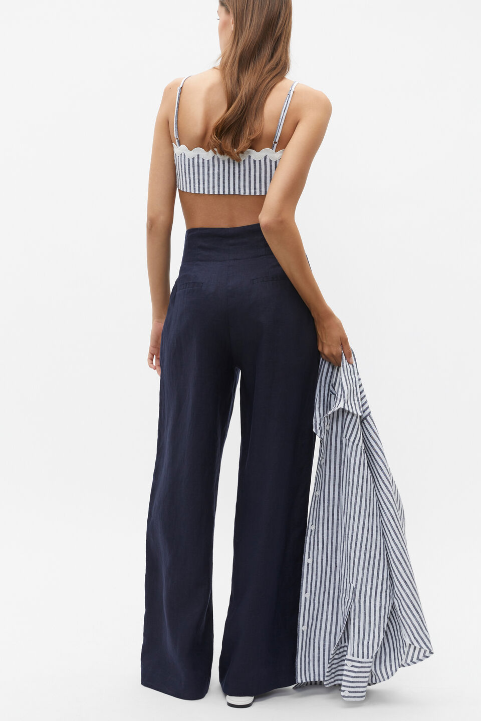 Linen Ric Rac Bralette  Midnight Sky Stripe