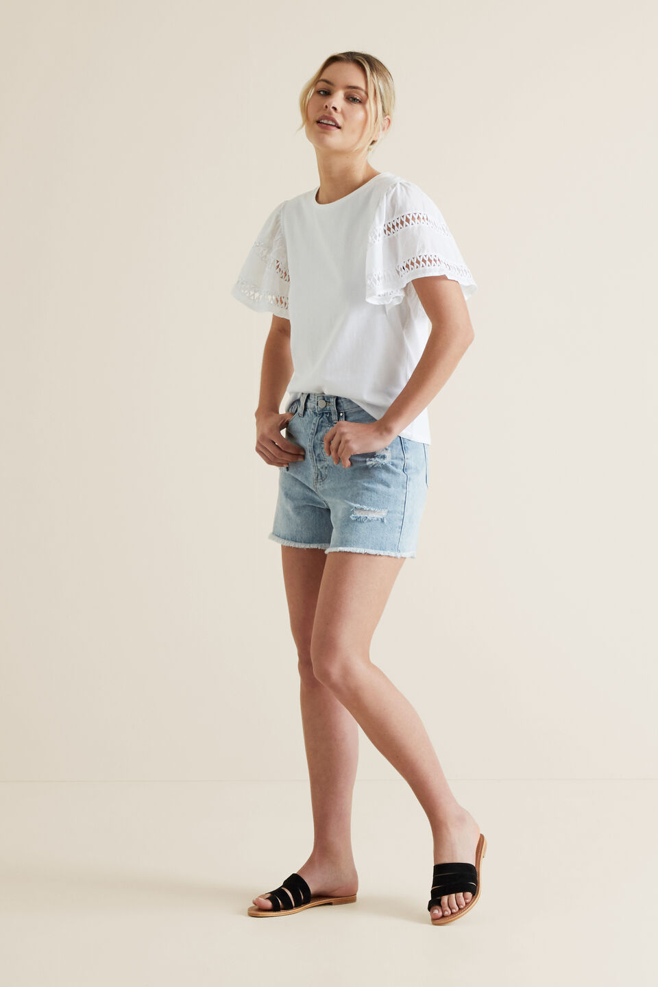 Distressed Denim Short  