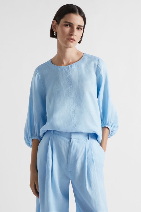 Core Linen Balloon Sleeve Top  Capri  hi-res