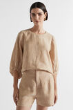 Core Linen Balloon Sleeve Top  Champagne Beige Crossdye  hi-res