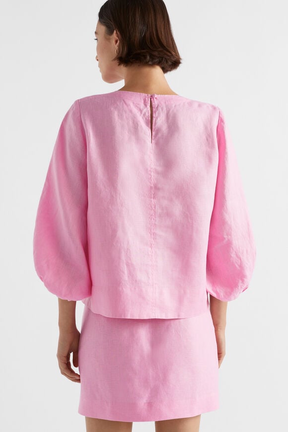 Core Linen Balloon Sleeve Top  Pink Gin  hi-res