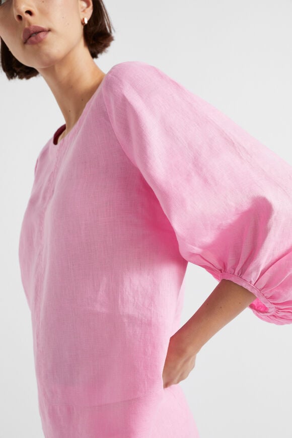 Core Linen Balloon Sleeve Top  Pink Gin  hi-res