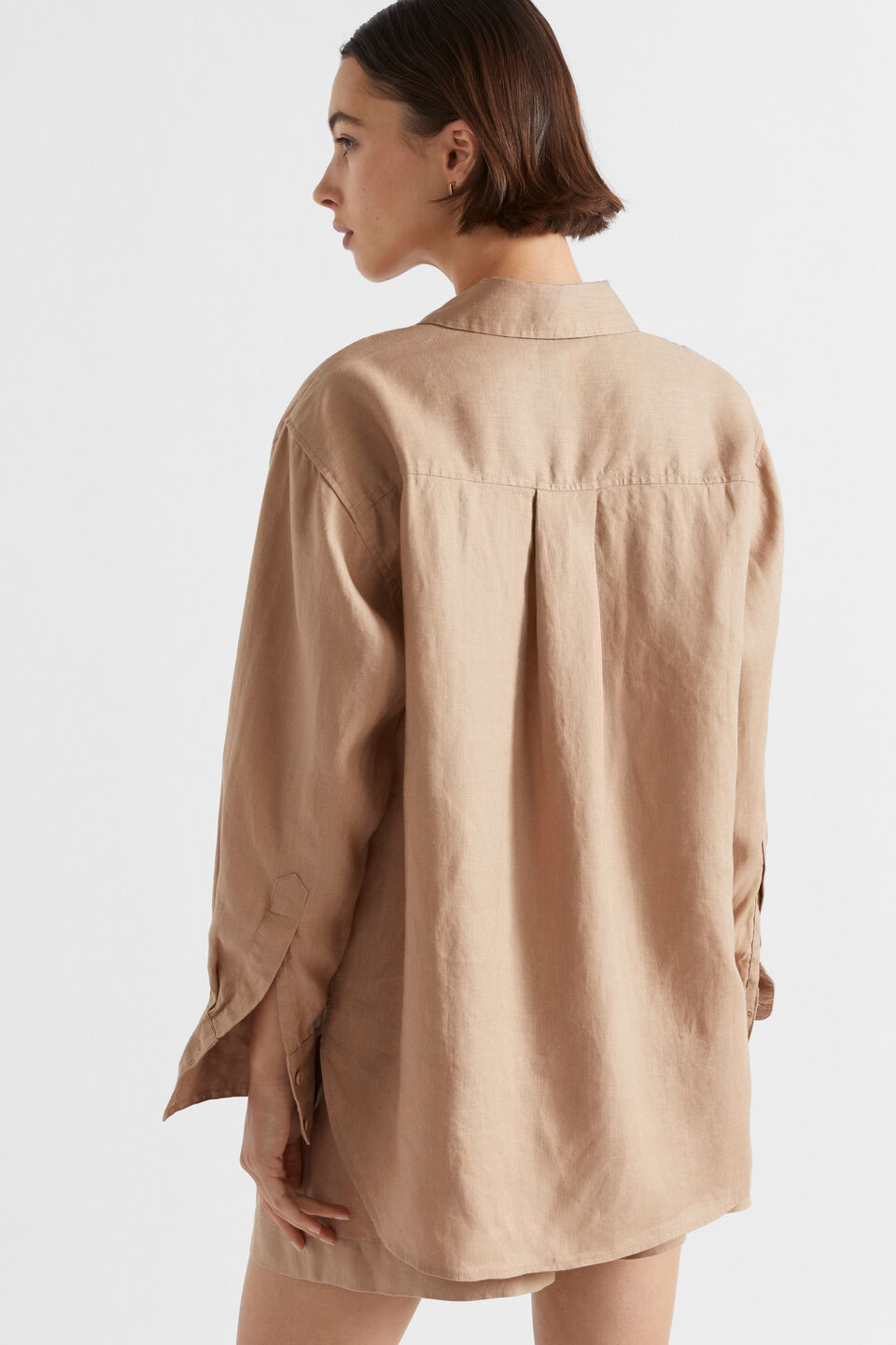 Core Linen Boyfriend Shirt  Barley