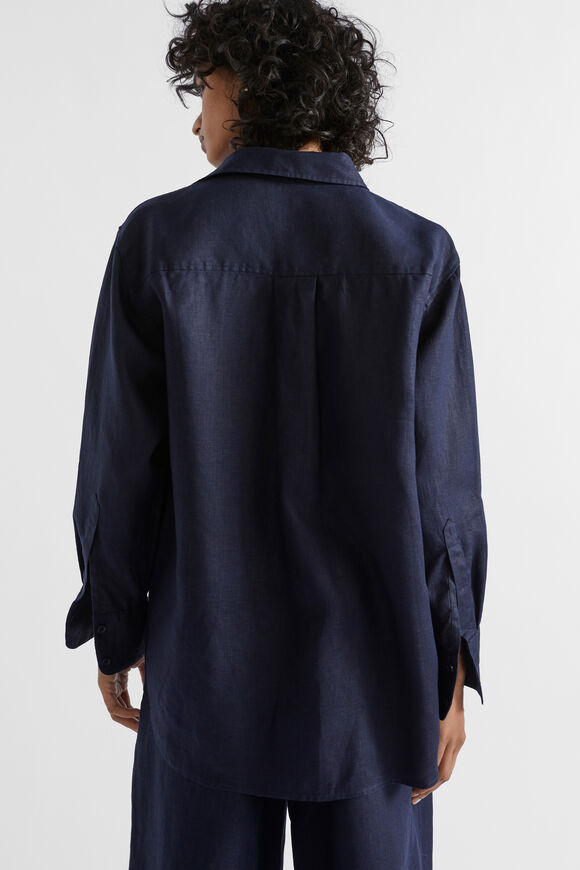 Core Linen Boyfriend Shirt  Midnight Sky  hi-res