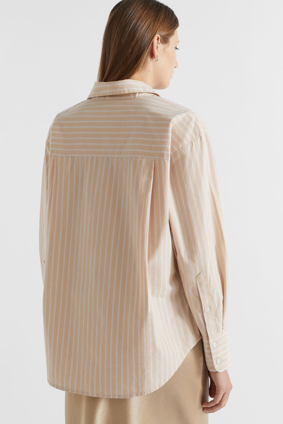 Poplin Pocket Front Shirt  Champagne Beige Stripe  hi-res