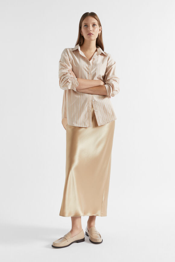 Poplin Pocket Front Shirt  Champagne Beige Stripe  hi-res
