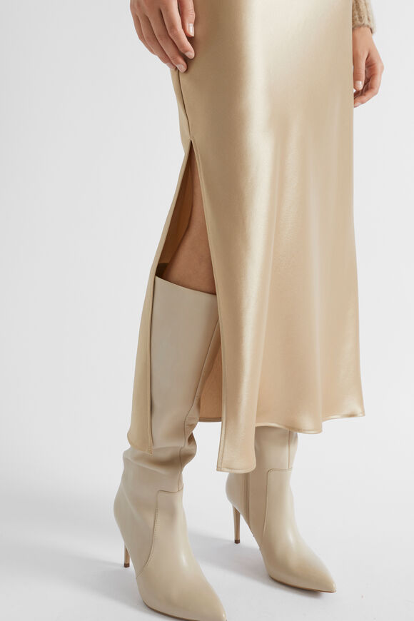 Satin Maxi Slip Skirt  Champagne Beige  hi-res