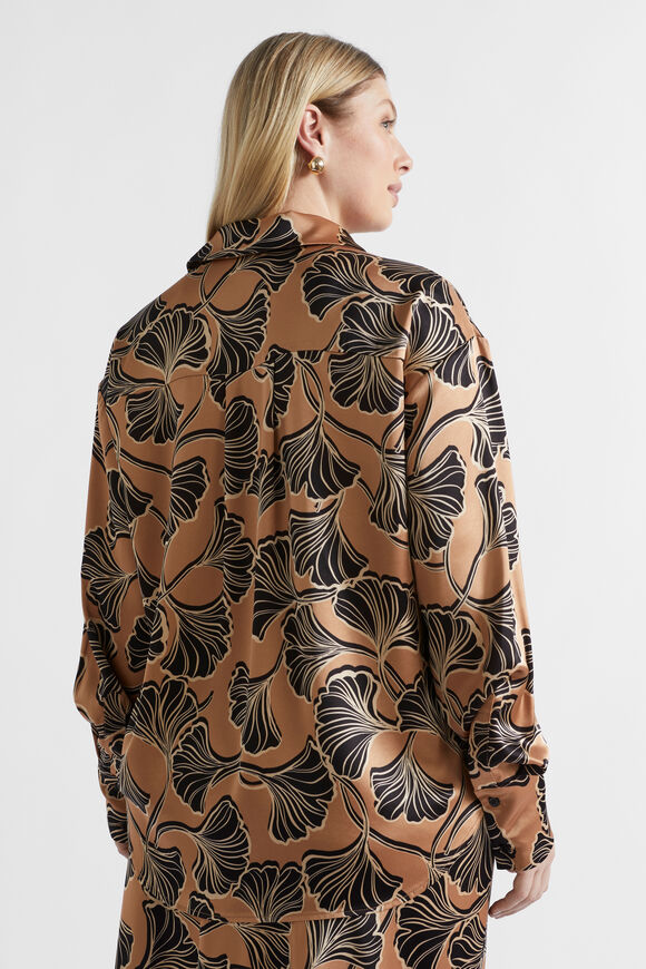 Satin Abstract Floral Shirt  Abstract Floral  hi-res