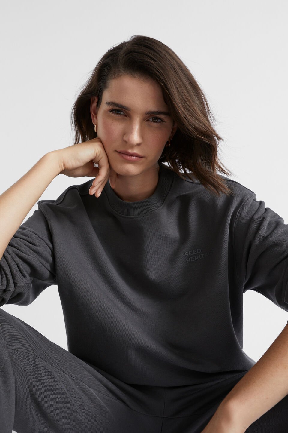 Heritage Crew Sweat  Steel Wash
