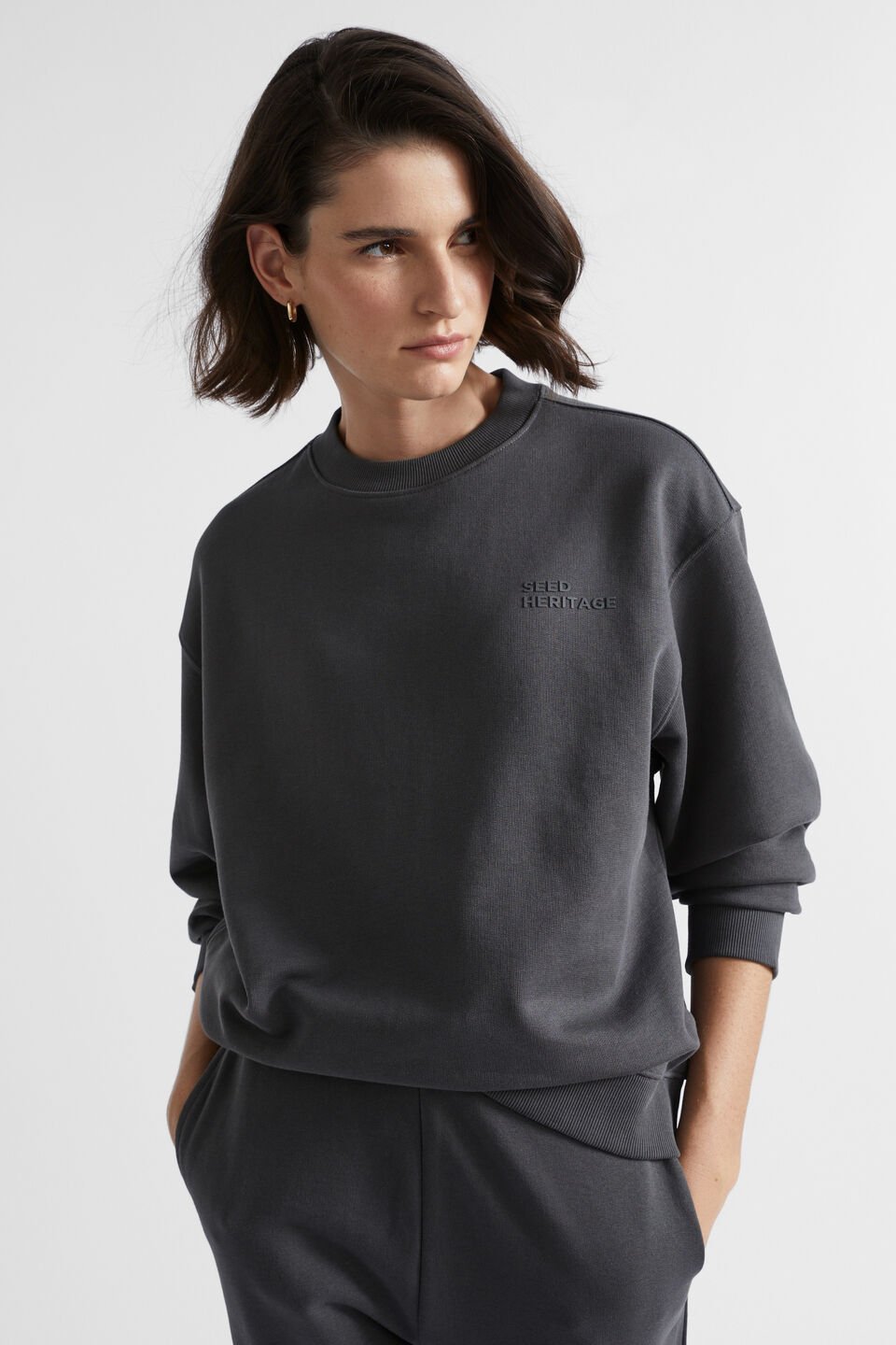 Heritage Crew Sweat  Steel Wash