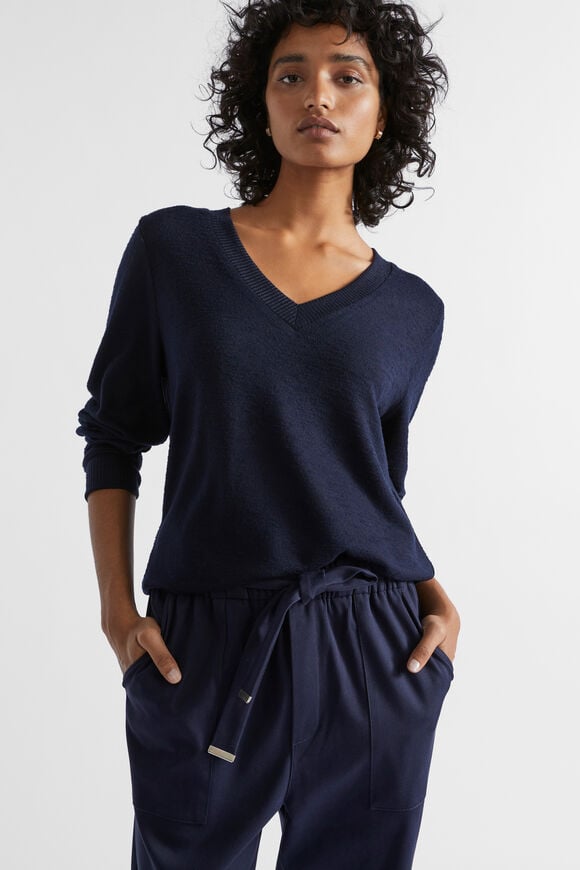 V Neck Supersoft Top  Midnight Sky  hi-res