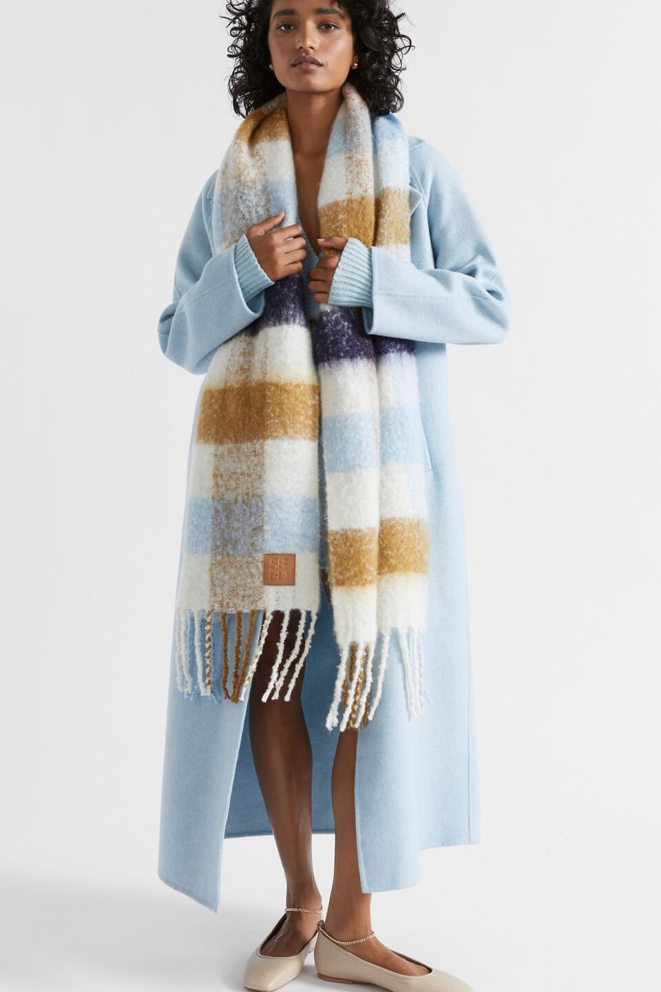 Fluffy Check Scarf  Capri Multi