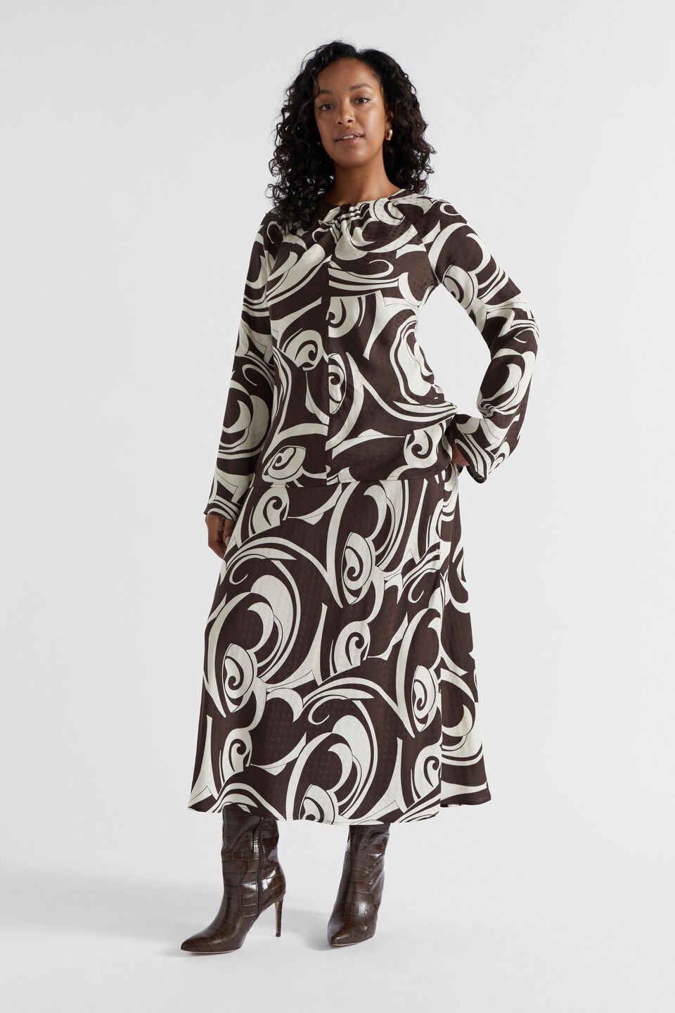 Jacquard Swirl Blouse  Retro Swirl