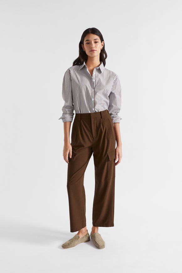 Poplin Button Down Shirt  Hot Chocolate Stripe  hi-res