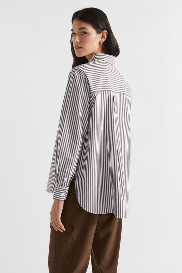 Poplin Button Down Shirt  Hot Chocolate Stripe  hi-res
