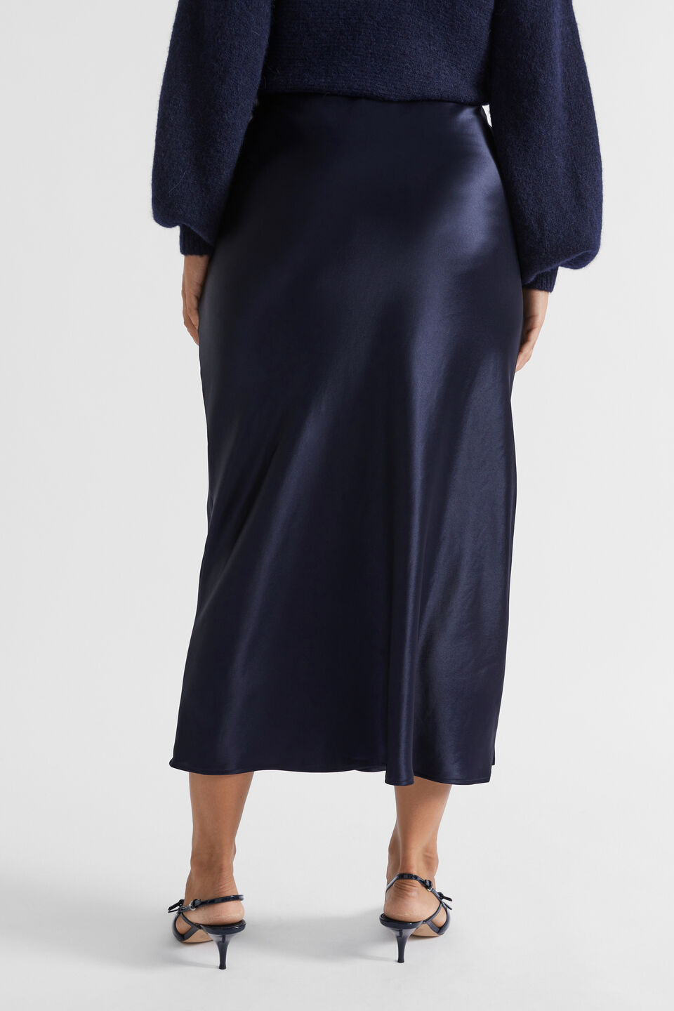 Satin Maxi Slip Skirt  Midnight Sky