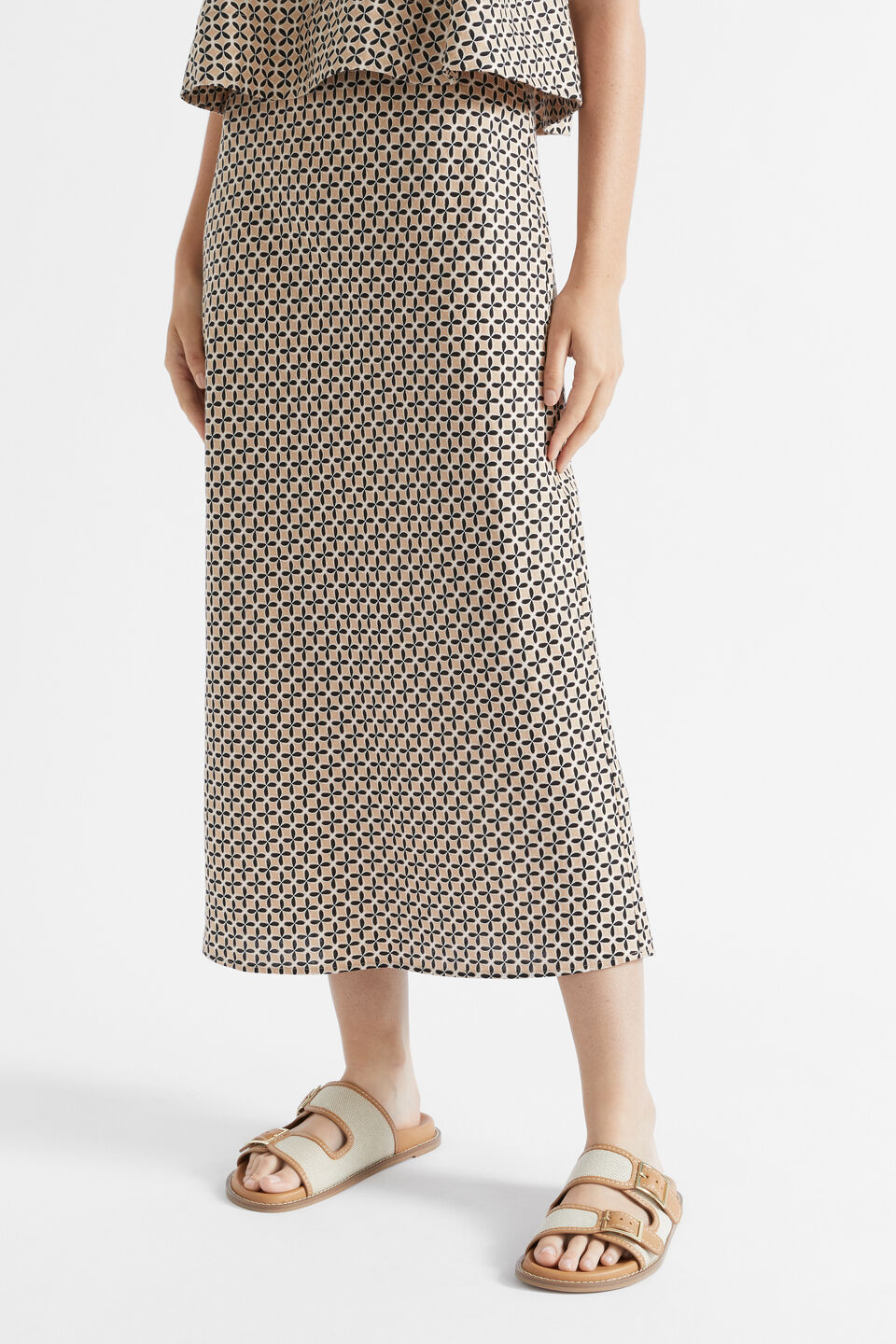 Linen Geo Skirt  Champagne Geo