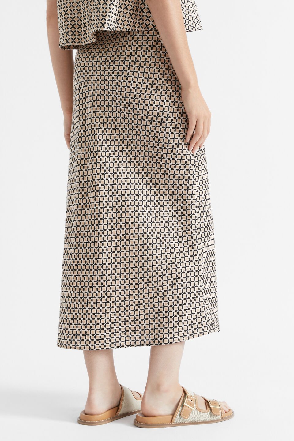 Linen Geo Skirt  Champagne Geo