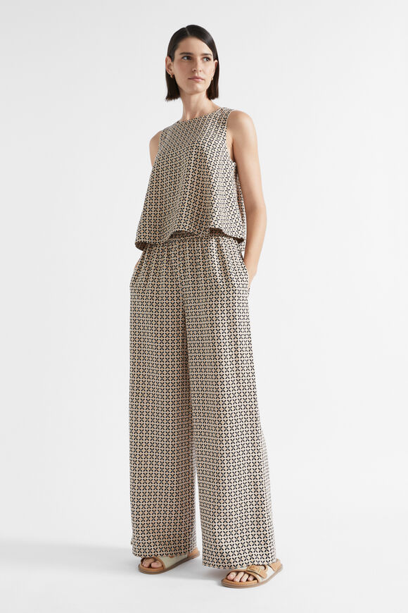 Linen Geo Tie Pant  Champagne Geo  hi-res