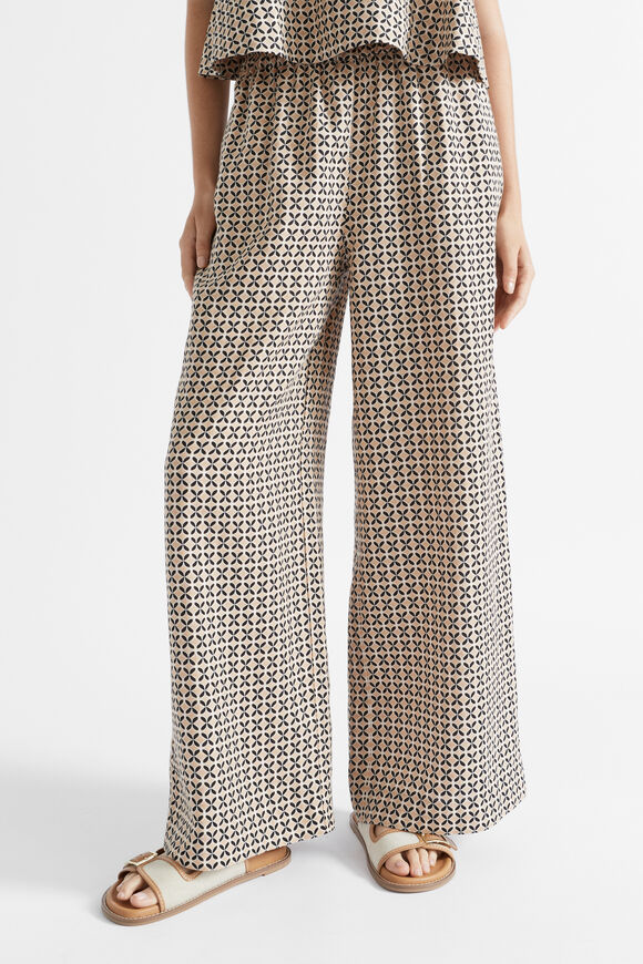 Linen Geo Tie Pant  Champagne Geo  hi-res