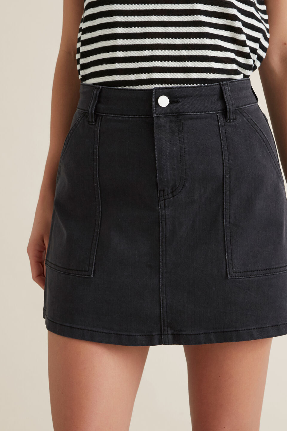 A-Line Denim Mini Skirt  