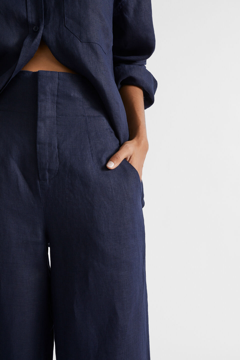 Core Linen Waisted Pant  Midnight Sky