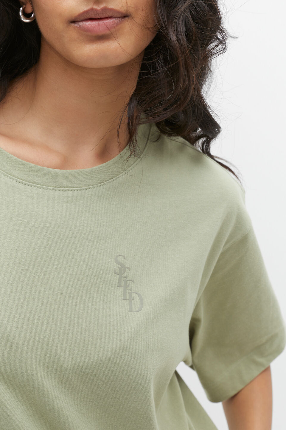 Stacked Logo Tee  Pale Olive