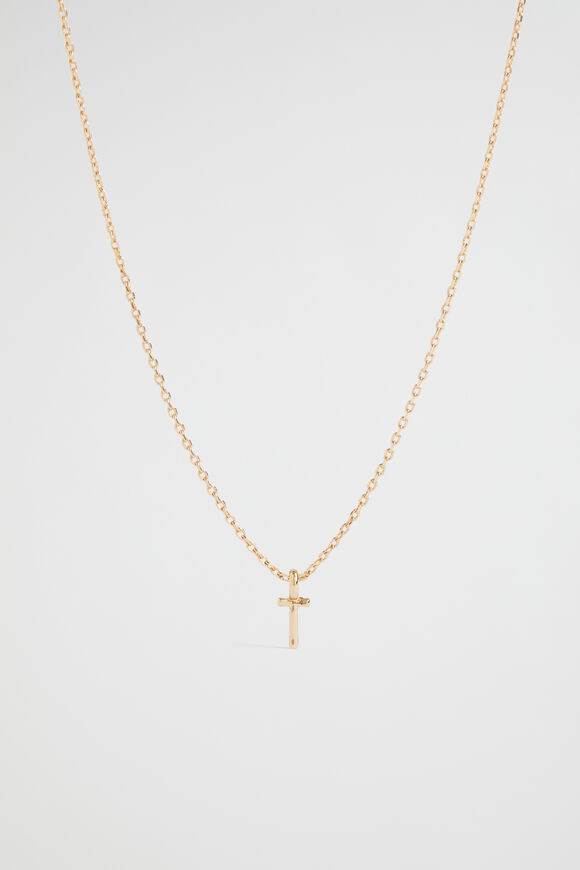 Gold Initial Necklace  T  hi-res