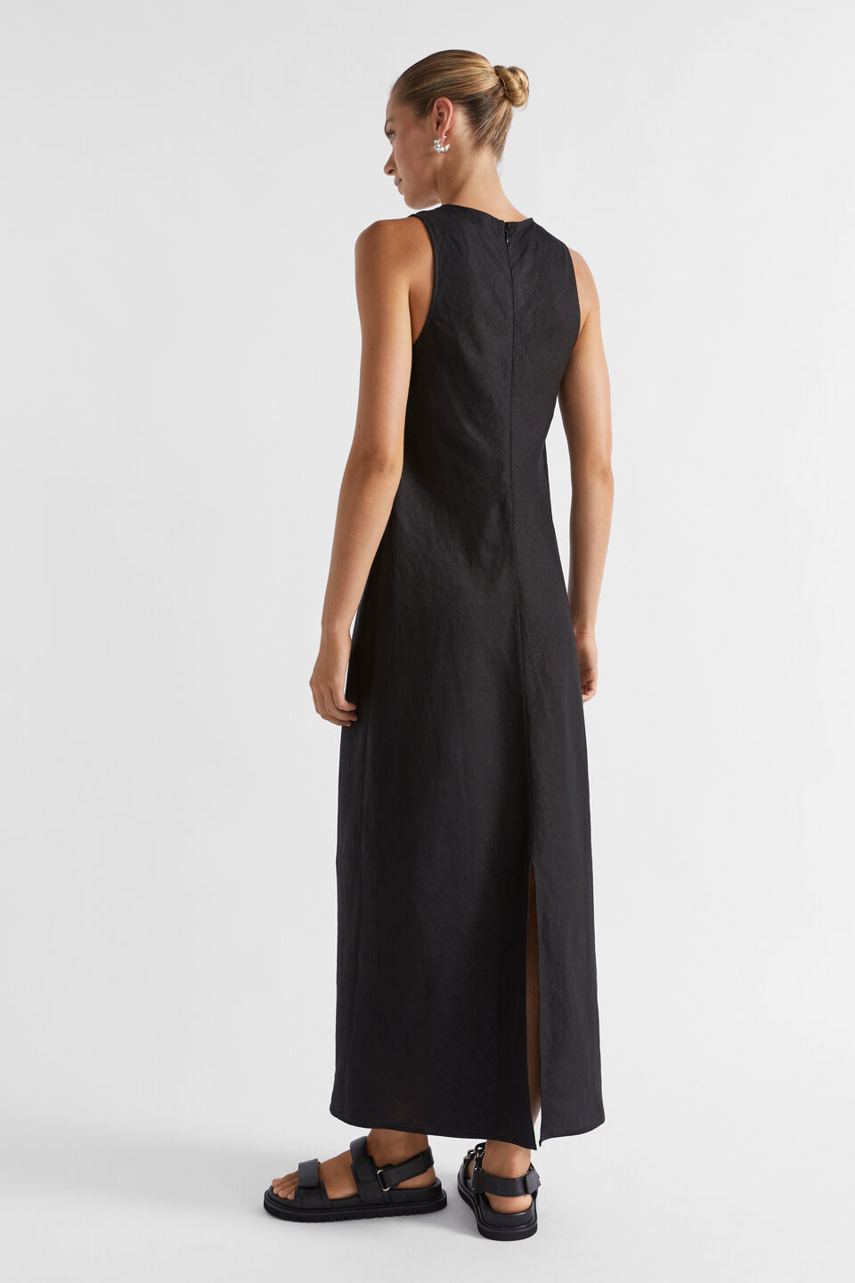 Linen Tank Dress  Black