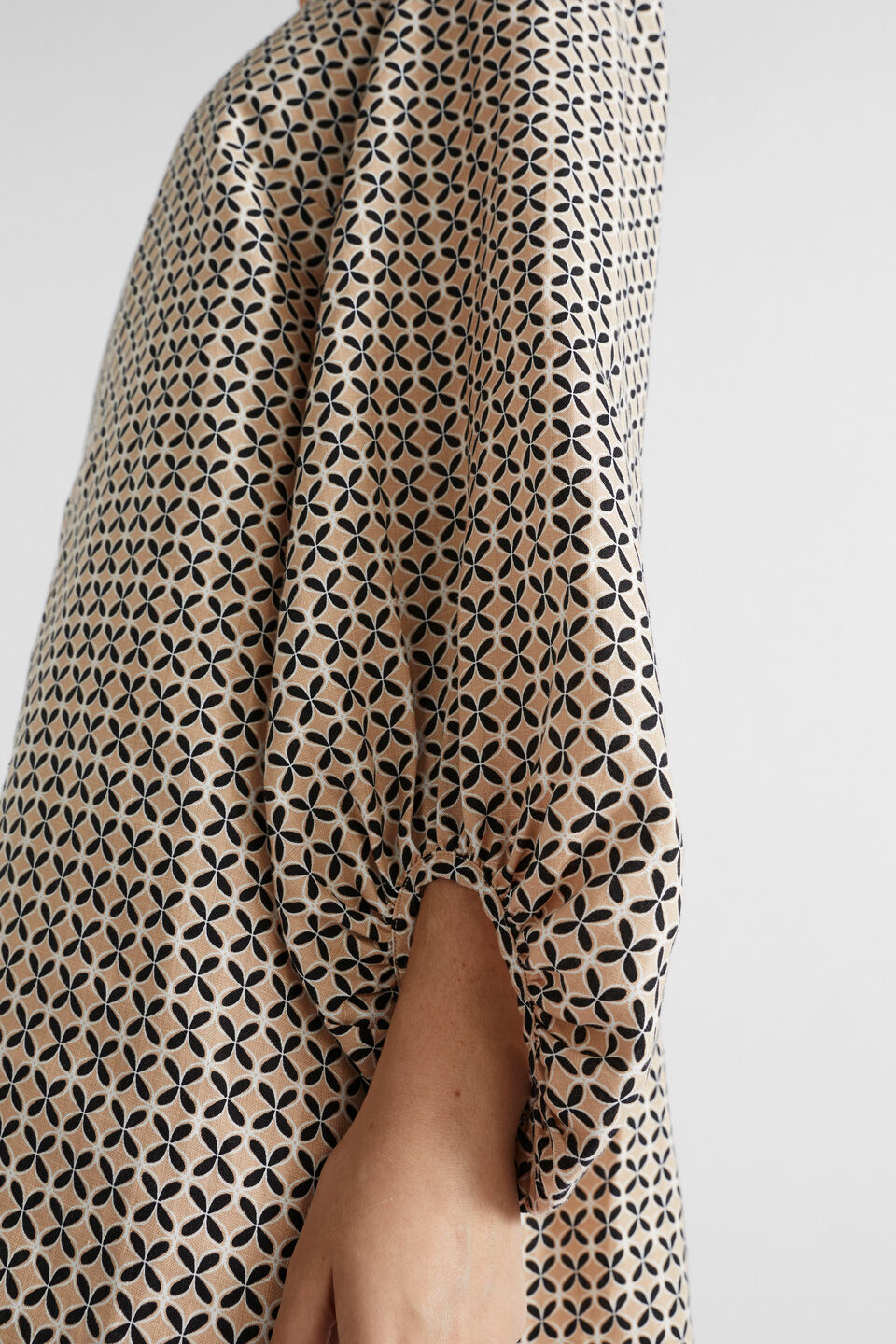 Linen Geo Mini Dress  Champagne Geo