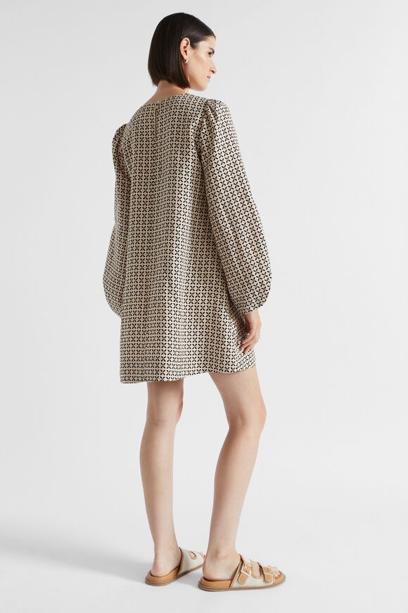 Linen Geo Mini Dress  Champagne Geo  hi-res